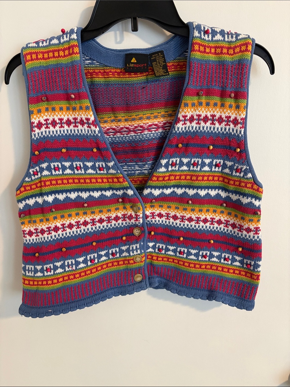 Liz SportMulticolor Fair Isle Knit Vest - Blue Base - Women's